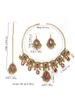 Exotisches Strass-Augen-Quasten-Schmuckset: Halskette, Ohrringe, Stirnanhänger