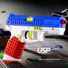 DIY Bricks Assemble USP Soft Bullet Gun Toy Safe Foam Dart Outdoor Shooting Game Toy Perfect Birthday Gifts for Children