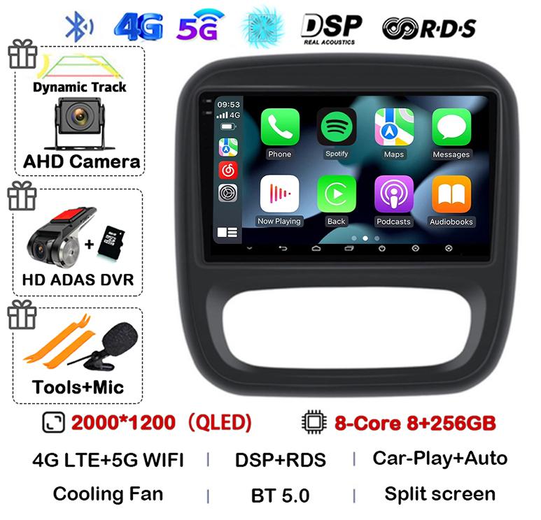 Android 14 Carplay Auto For Renault Trafic 3 2014-2021 Opel Vivaro B 2014-2018 BT Autoradio GPS Multimedia Player Stereo WIFI+4G