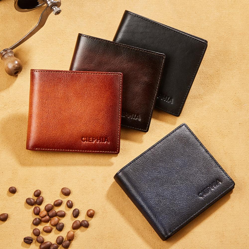 RFID-blockierende Geldbörsen aus echtem Leder für Herren, große Kapazität, Oberschicht aus Rindsleder, zweifach gefaltet, Vintage-Geldbörse mit 2 Ausweisfenstern, Geschenke für ihn