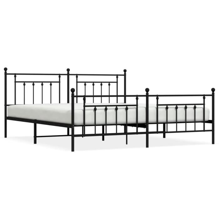 VidaXL Cadre de lit métal avec tête de lit-pied de lit noir 200x200 cm 353562