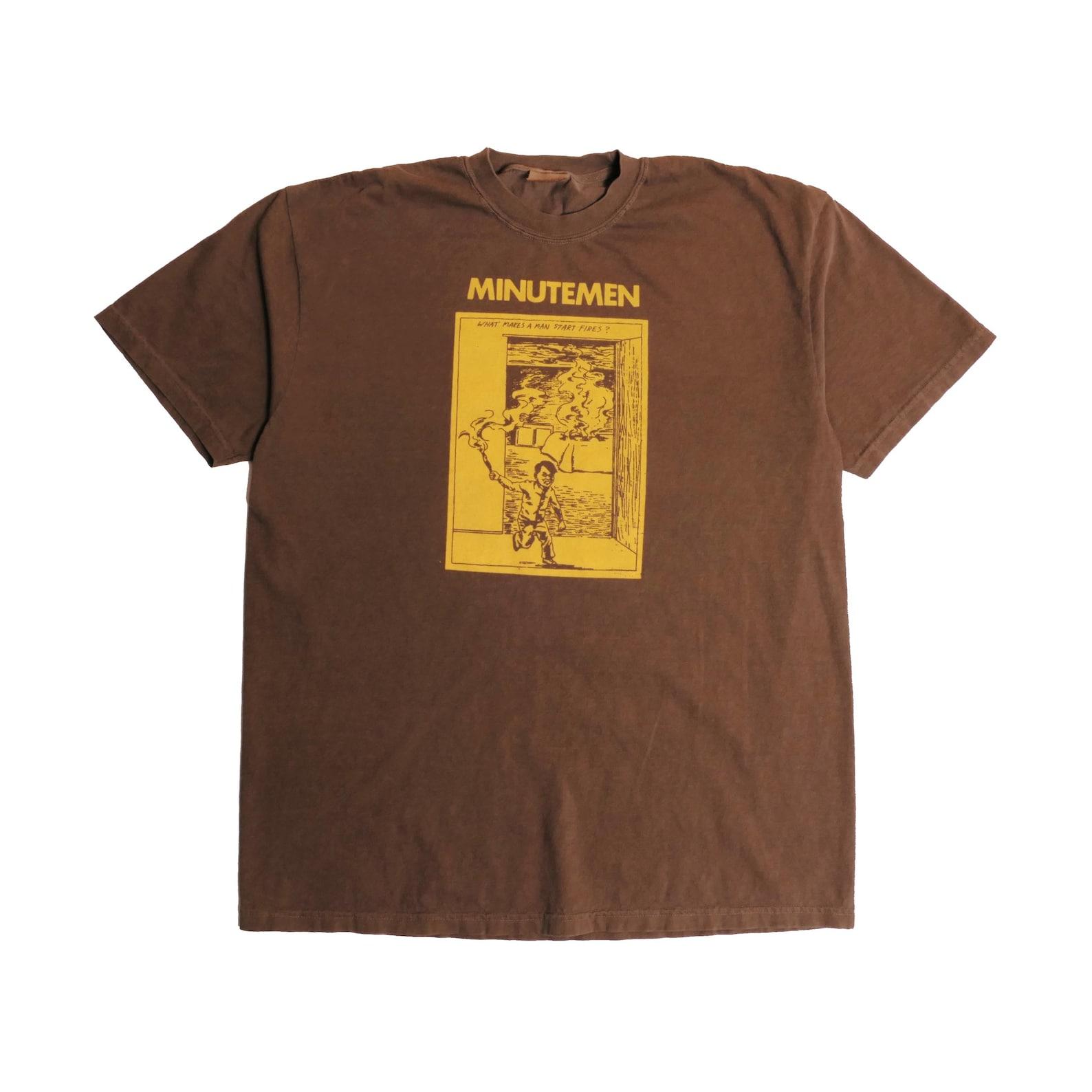 Minutemen Raymond Pettibon Tee Faded Brown What makes a man start fires T-shirt Album Art Vintage American Punk Rock Band SST Records - XL M