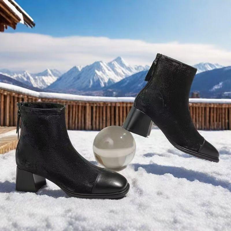 French Chunky Heel Ankle Boots - Autumn/Winter 2025: Versatile, Comfortable, Square Toe, Slimming Boots