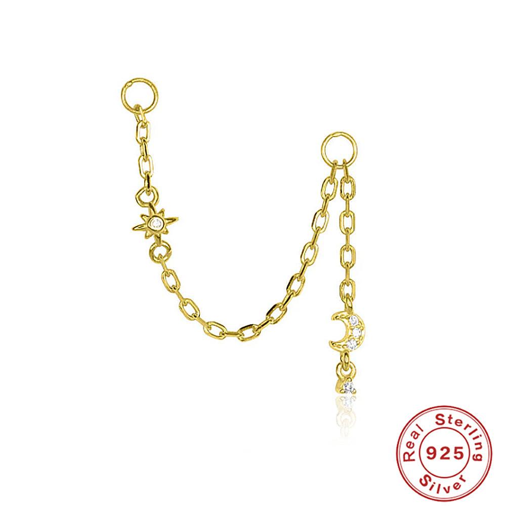 S925 Sterling Silver Fashion Personality Simple Versatile Chain Pendant Cartilage Chain Perforated Fashion Matching Earrings