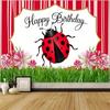 Red Floral Birthday Backdrop 1pc - Studio Photo Prop