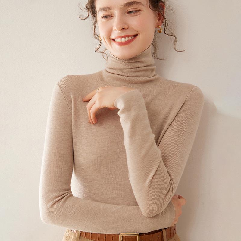 Women's Fine Wool Cashmere Turtleneck Sweater - Autumn/Winter 2025 Collection, Slim Fit Korean Style Knitwear