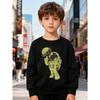 European sizes Kids' Stylish Round-Neck Pullover, Long-Sleeve Top, Featuring a Astronaut Print, Suitable for Casual Wear And Outdoor Activities