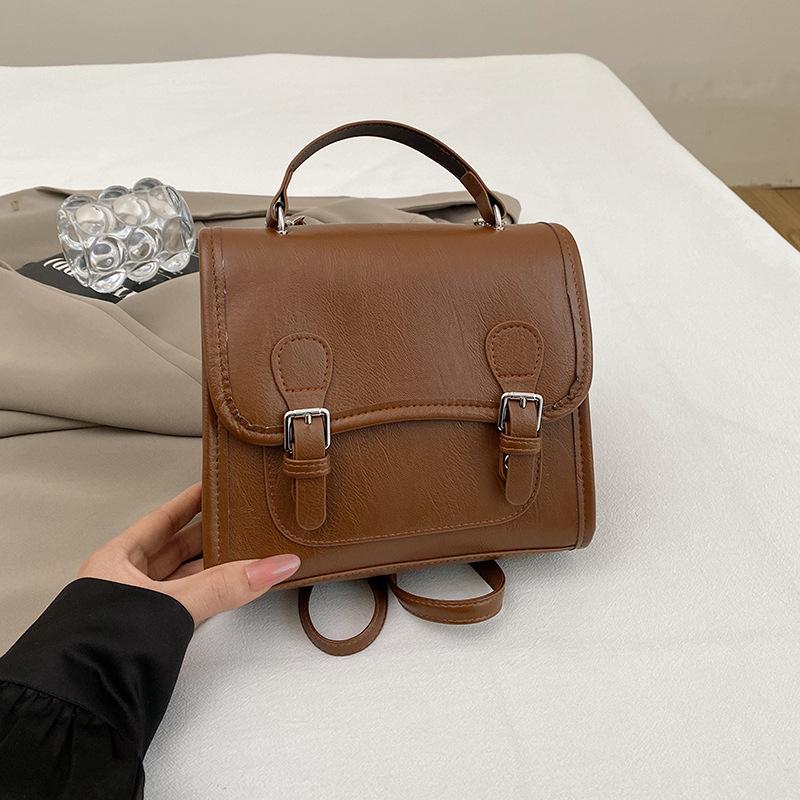 

Рюкзак женский модный ручной школьный рюкзак винтажный уличный тренд легкий дорожный рюкзак коричневый