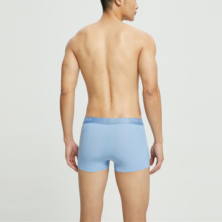 Calvin Klein Black Label SS22 Seamless Silicone Letter Logo High Elastic Cool Feel Boxer Briefs Men underwear Blue NB3098-C13