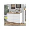 Commode Avec 6 Tiroirs, Casier, Fonction De Rangement, Pour Chambre Et Salon, Panneau De Particules E1, Blanc+oak
