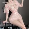 Manyan Deep V Floral Rose High-Waist Sexy Lingerie Set