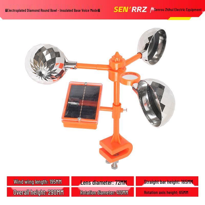 Solar Wind-Powered Bird Repellent for Orchards, Fish Ponds, and Farmland