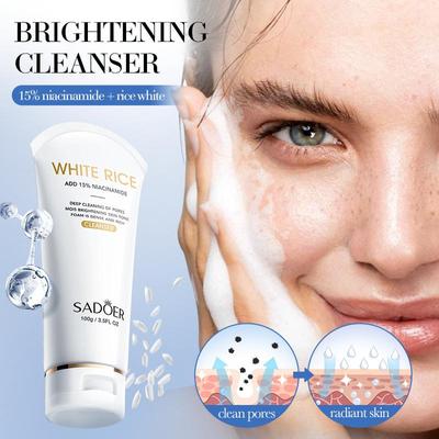 Detergente viso schiarente al riso bianco e niacinamide Detergente viso delicato