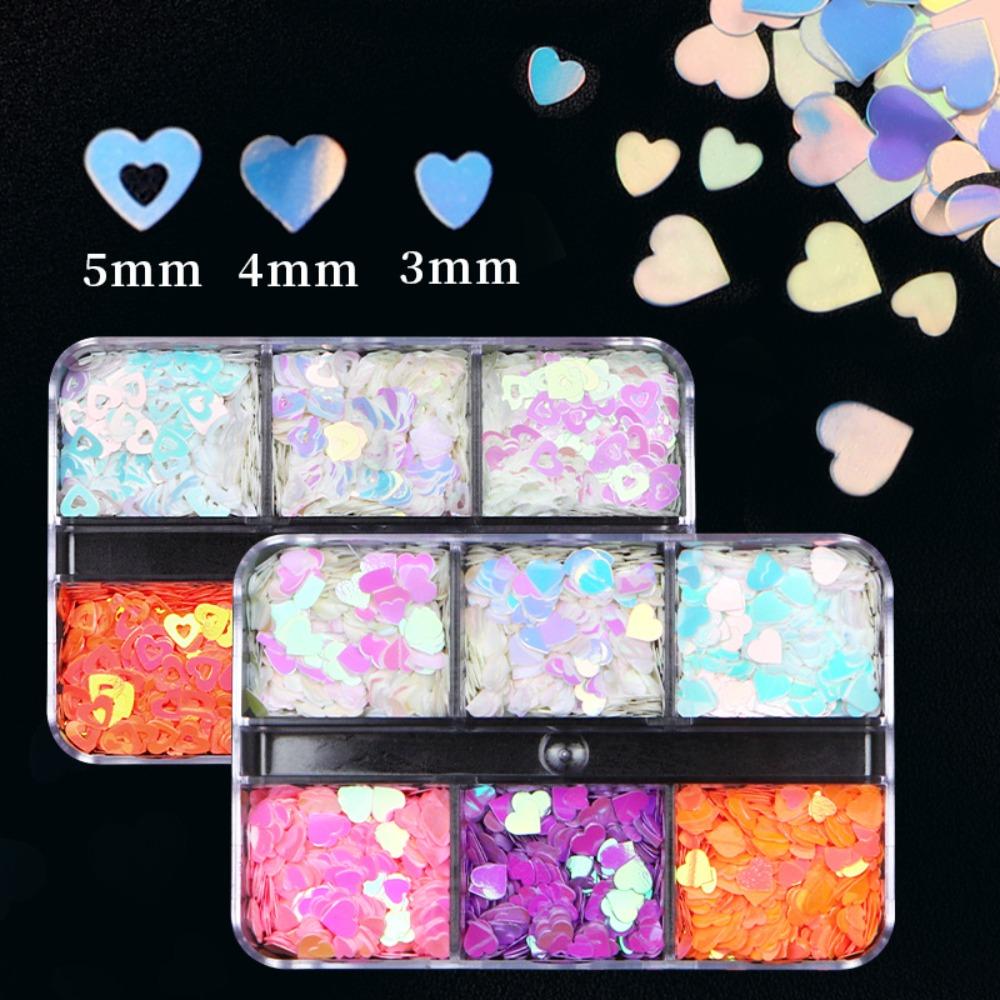 Manicure Accessories Love Heart Nail Sequins Nail Jewelry Laser Heart Nail Decorations  Gifts