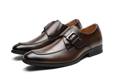Jo Marino Heren Monk Strap Dress Schoenen van Echt Leer met Antislipzool, Maat 7772 (Donkerbruin, Japanse schoenmaat, Volwassen, Numeriek, 3_e, 25.5 cm)