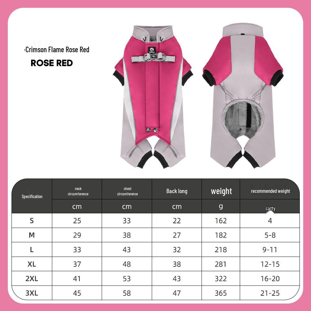 Reflective Four-Legged Cotton Dog Coat for Cold Weather