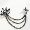 Men's Brooch Pin with Chain, British Crown Cross Angel Lapel Pin, Rhinestone Suit Badge with Tassel Chain for Men, Formal Wedding Party Suit Jacket