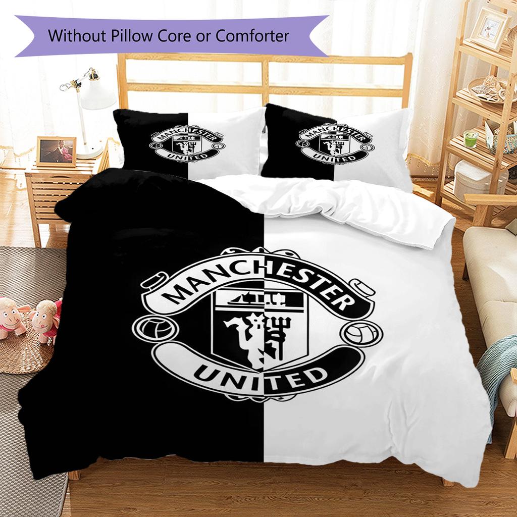Set Lenzuola Trapunta Manchester United Copripiumino Federa Decorazione Casa Regalo di Compleanno (1 * copripiumino + 2 * federa, senza nucleo)