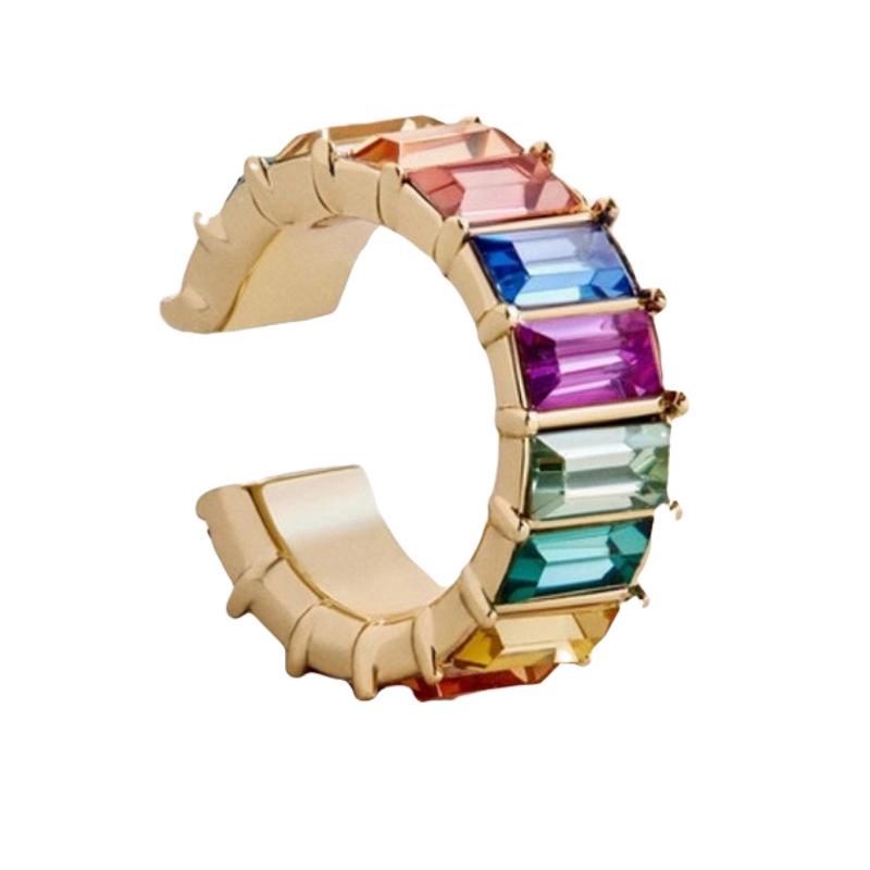 Clipuri de urechi colorate retro cu diamante - Cercei simpli la modă pentru urechi nepiercing