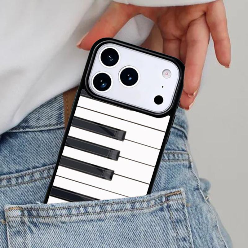 Piano Keys Vintage Music Notes Phone Case for iPhone 17ProMax 12 13 14 15 16e 17 Pro Max Plus Air Cover