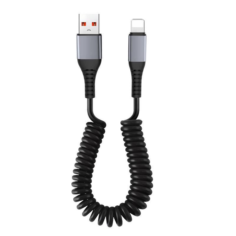 Bold 66W Spring-Loaded 6A Dual Type-C USB Fast Charging Anti-Tangle Cable