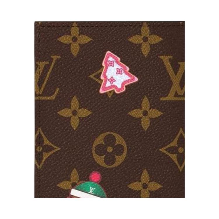 LOUIS VUITTON Leather Trim Wallet, Passport Holder Women's Brown M12219
