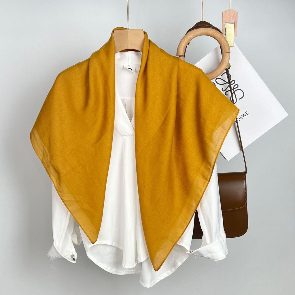 Einfarbiger Seidenschal: Damen Monochromer Lässiger Kopftuch, Sonnenschutzschal, Dekorativer Stil