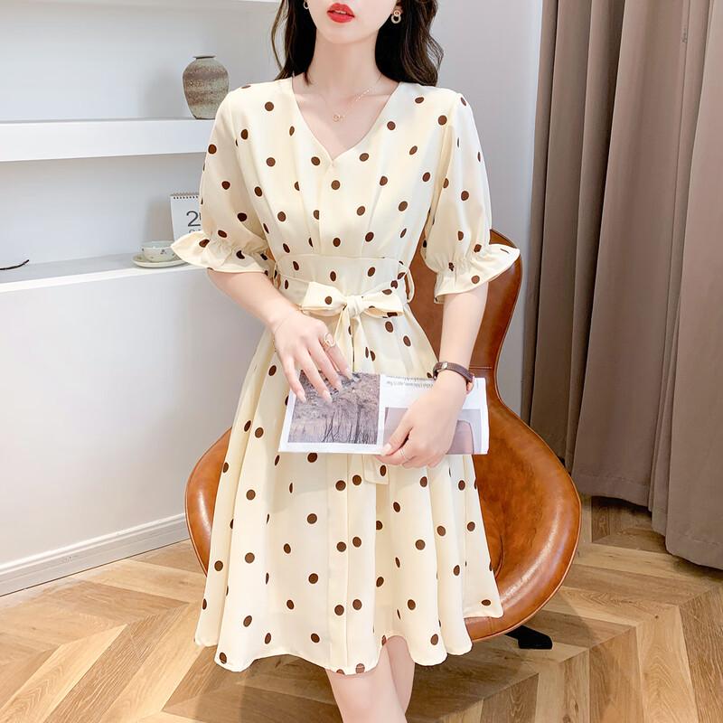 Mokana Polka Dot Chiffon Short Sleeve Dress