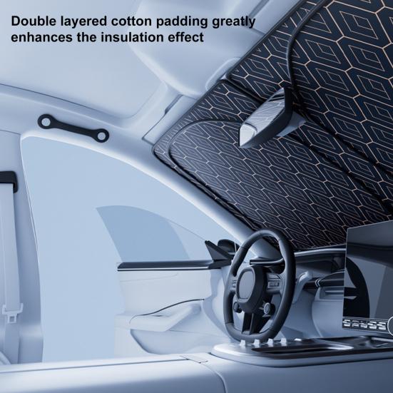 Car Sunshades Front Windshield Sunshade Blocks UV Rays Reduces Heat Accumulation Cooling Car Windshield Cover Fuel Saving Car Accessory
