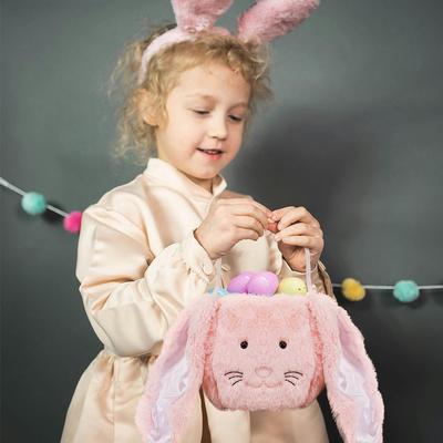 Easter Trendy Handheld Storage Bag Storage Basket Plush Rabbits Ear Basket