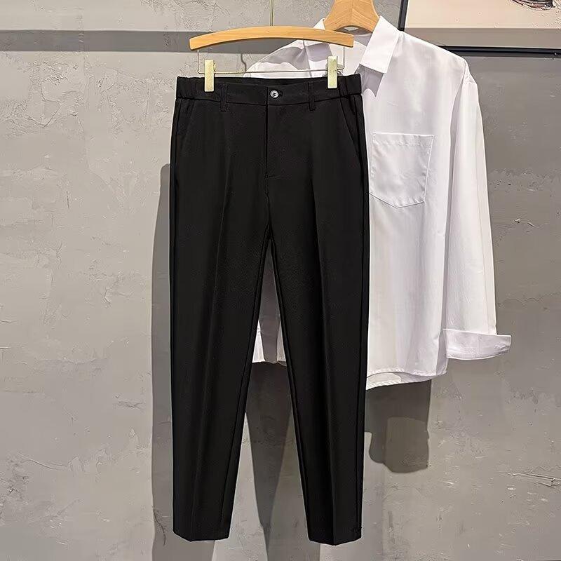 New Nine-point Straight Trousers, Loose Men's High-end Non-ironing Business Work Suit Pants, Casual Pants for Men