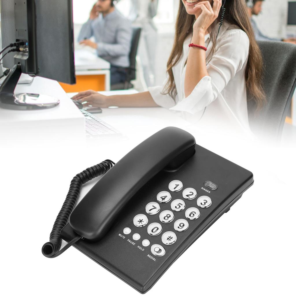 KXT504 Single Wired Corded Telephone Multifunction   Desktop Phone with Big Buttons for   Hotel(Black )