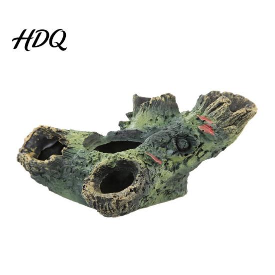 Decaying Trunk Aquarium Hide Hide Decorative Betta Fish Hideout with Multiple Holes