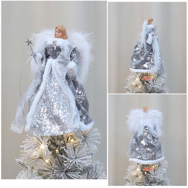 Weihnachtsbaum Dekoration Zubehör Plüsch Flügel Engelbäume Spitze Stilvolles Feiertagsaccessoire Festliche Ornament Dekorationen