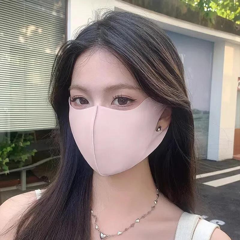 1-20 Pcs Summer UV Protection Mask 3D Ice Silk Breathable Traceless  Sunscreen Riding Mask Fashionable Hyaluronic Acid