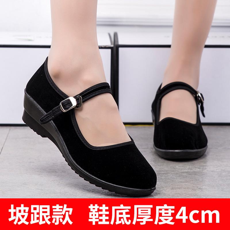 Summer Old Beijing Cloth Shoes Women's Shoes Flat Heel Breathable Soft Sole Work Shoes Black Hotel Shoes Non-slip Dancing Mother Shoes