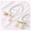 2Pcs Magnetic Clasp Curtain Holdbacks Tulips Bowknot Pearls Beads Window Drape Tiebacks for Living Room Bedroom Decors