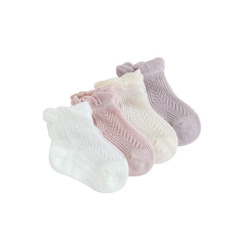 4 Pairs/Lot  New Baby Socks Mesh Thin Newborn Socks Combed Cotton Boneless Soft Summer Baby Socks For Gift