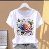 (Asian Size) lovely flower butterfly 90s Short Sleeve T-shirts Print O-neck Fashion Female Casual Women's Top T Clothing Graphic Tee
