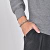 Casual Rectangle Chain Bracelets for Men Boys,Silver Color Stainless Steel Wristband,Punk Anniversary Jewelry Gifts