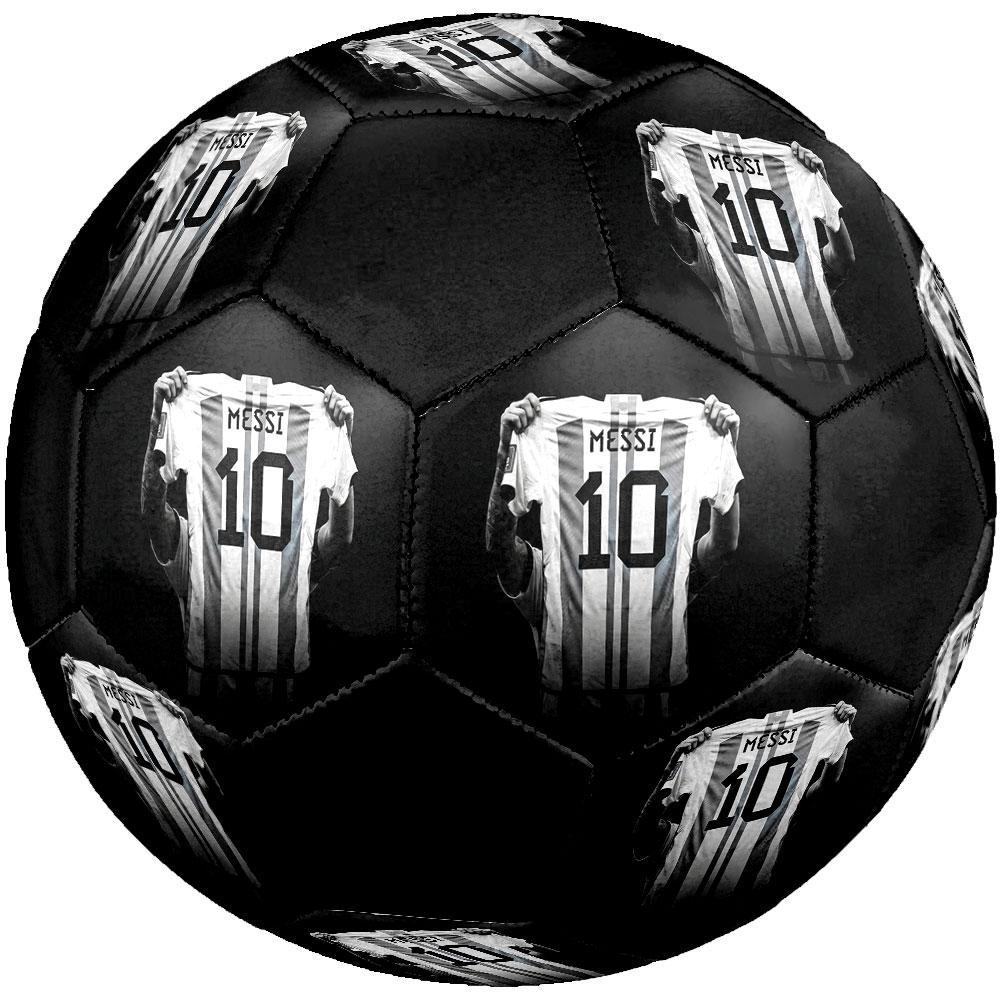 Messi Size 5 Soccer Ball, Machine-Stitched PVC, Durable & High Bounce, All Ages Fit, Fan Merchandise, Matches & Outdoor Use.