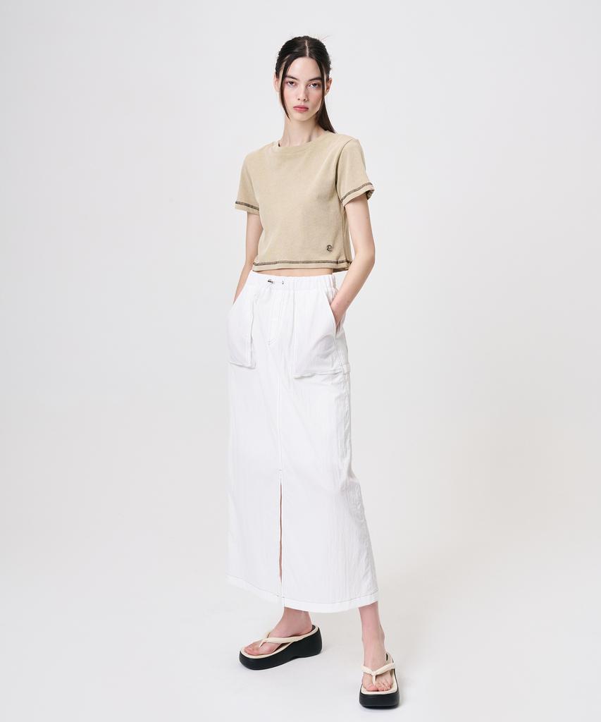 Etmont Pocket Stitch Maxi Skirt, White