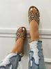 New Large Size Flat Bottom Casual Leopard Print Cross Type Women's Cool Slippers Large Size