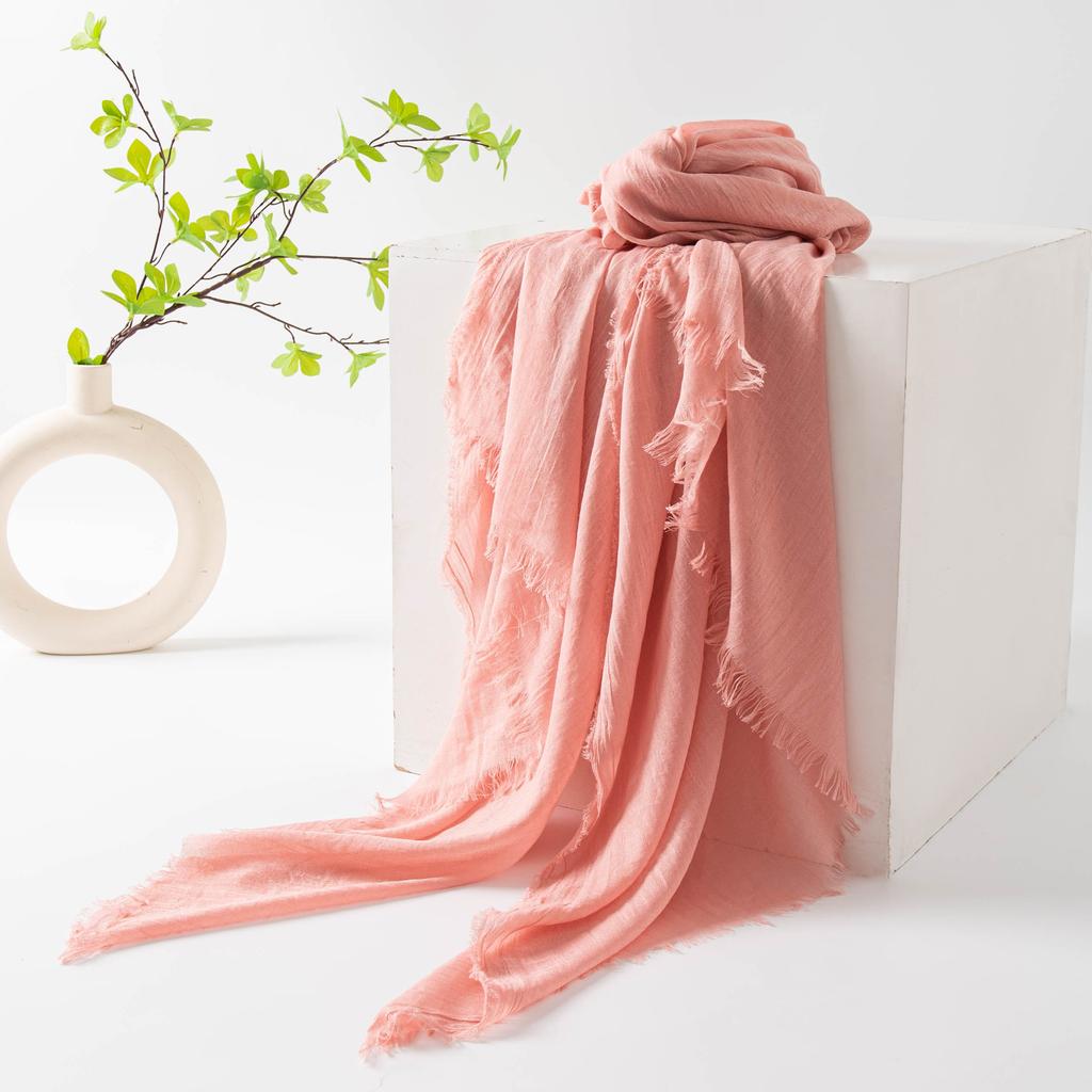 Spring Summer Scarves Imitation Cotton Linen Pure Color Simple Sun Protection Shawl Women's High-end Sense Long Silk Scarf Tourist Headscarf Wholesale