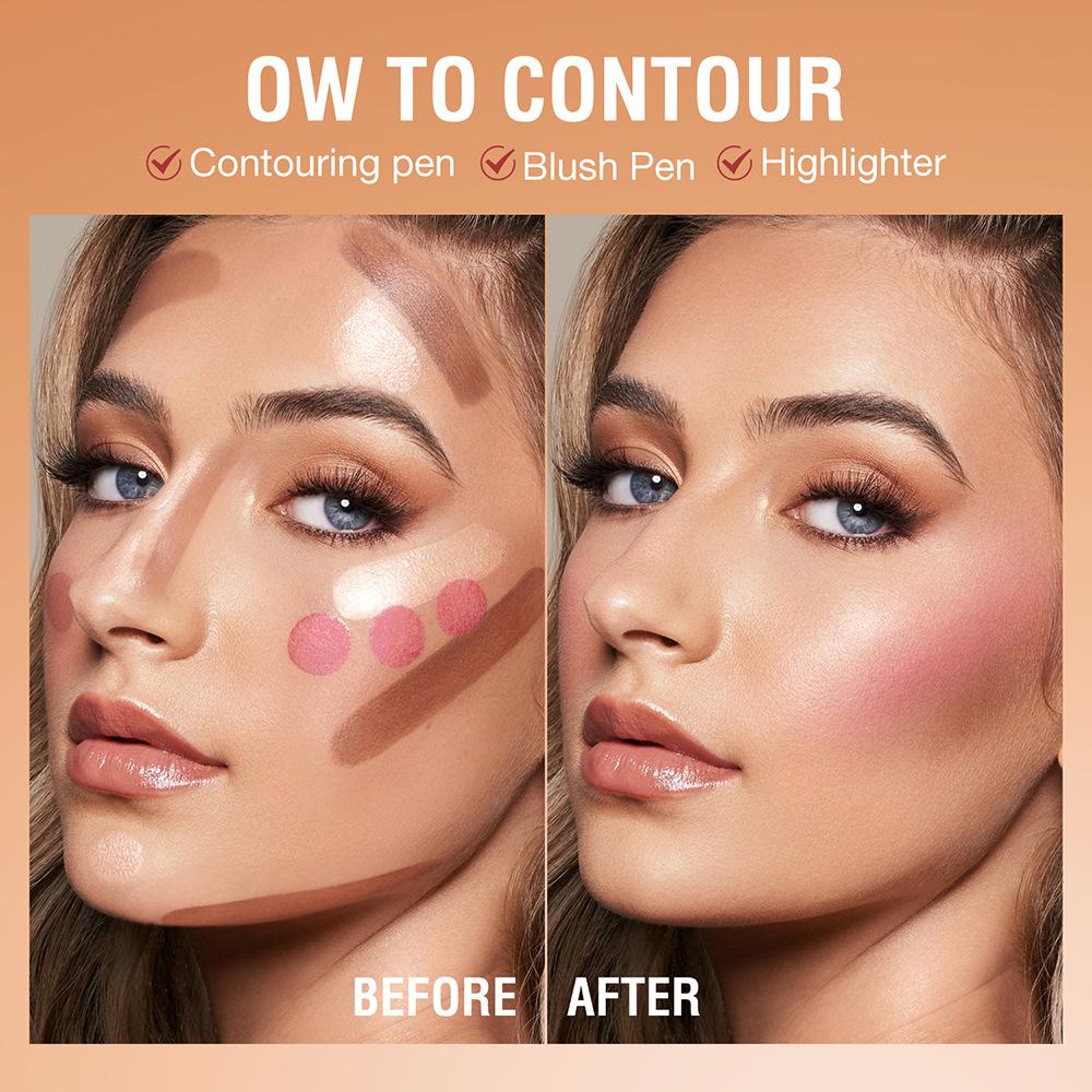 New Air Cushion Blush Highlight Combination Multi-color Optional Waterproof Non-smudges 3-in-1 Liquid Blush