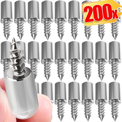 10/200PCS Tornillo autorroscante Soporte de placa de capa Soporte de estante de gabinete Soporte de laminado con funda de goma antideslizante Clavo de partición