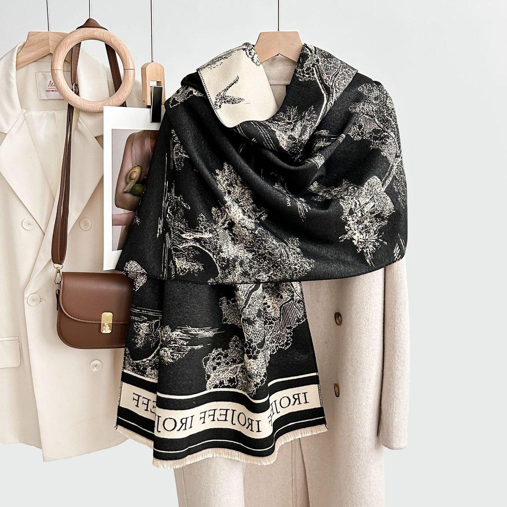 Light Luxury Women's Double-Sided Scarf Shawl - Air-Conditioned Room Office Outerwear, Warm Niche Small Blanket