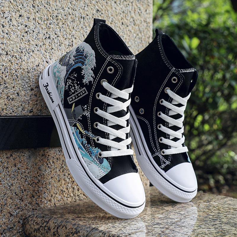 Autumn new men's canvas shoes high-top shoes men's casual cloth shoes trendy versatile fashion men's shoes
