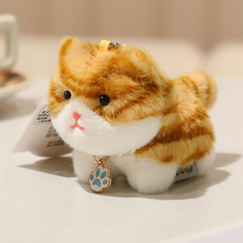 1 Stück 15 cm Mini-Kätzchen Plüschtiere Kawaii Orange Weiß Schwarze Katze Niedlicher Plüsch-Anhänger Puppe für Tasche Schlüsselanhänger Geschenk