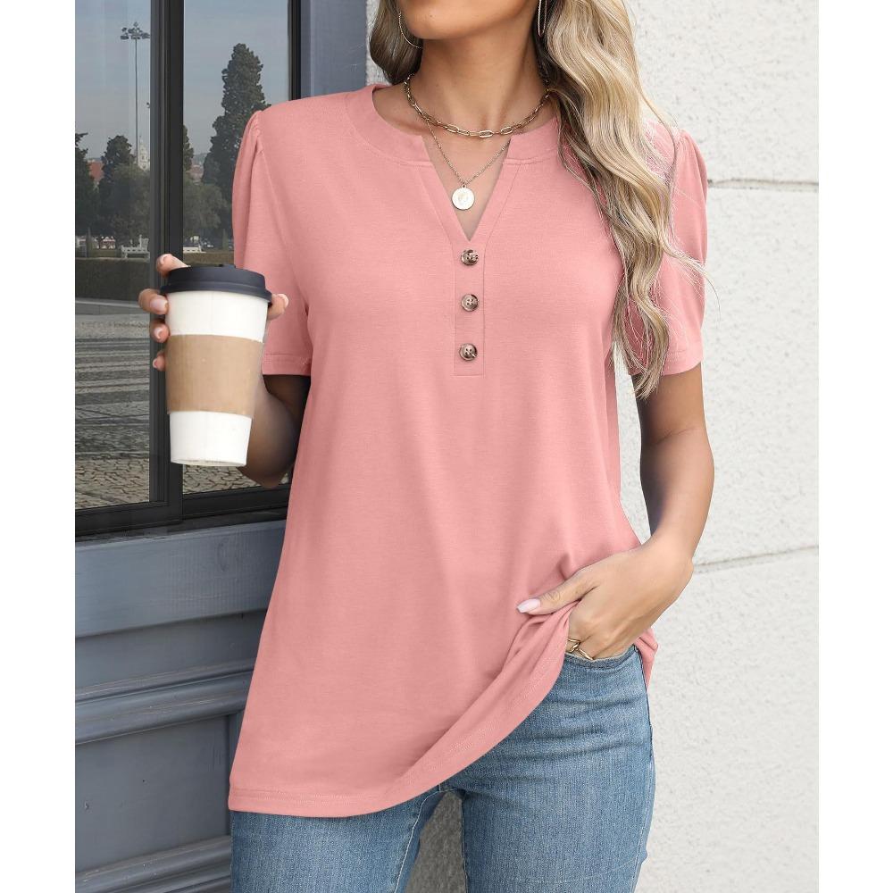 Damski Letni Nowy Wielokolorowy Wszechstronny Top Jednolity Kolor Skręcana Klamra Modny T-shirt z Krótkim Rękawem